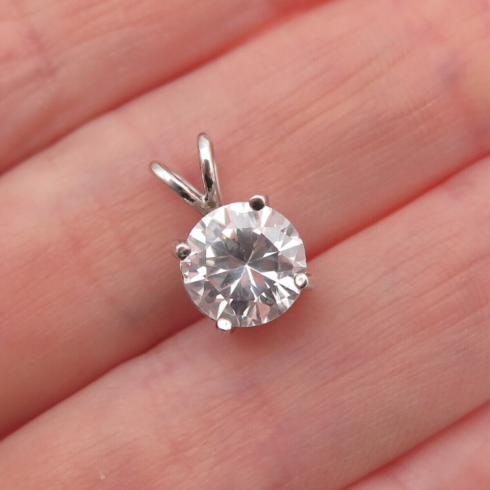 925 Sterling Silver Round-Cut C Z Mini Charm Pendant